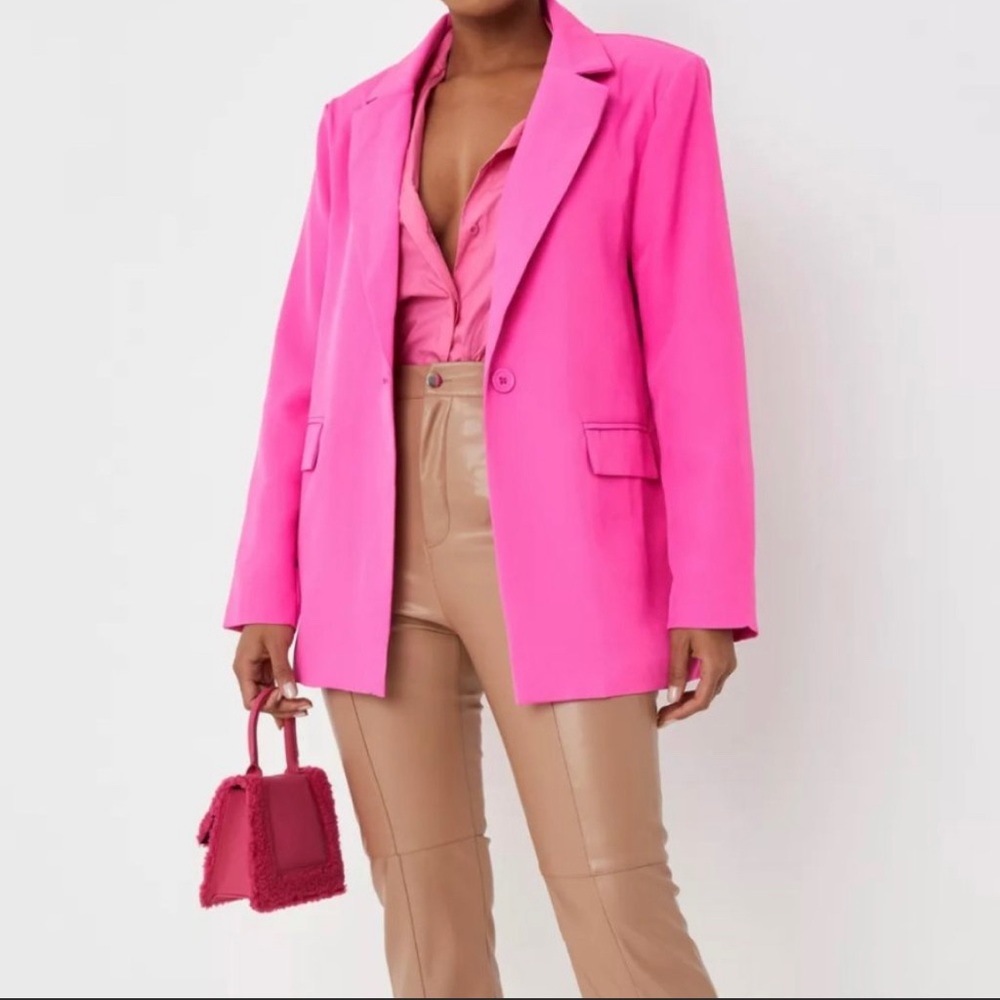 Missguided oversized neon pink blazer